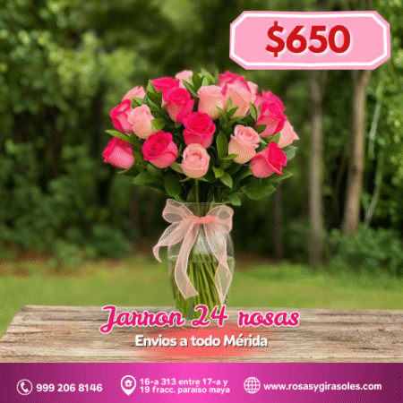 Jarrón 24 rosas