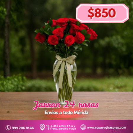 Jarrón 24 rosas
