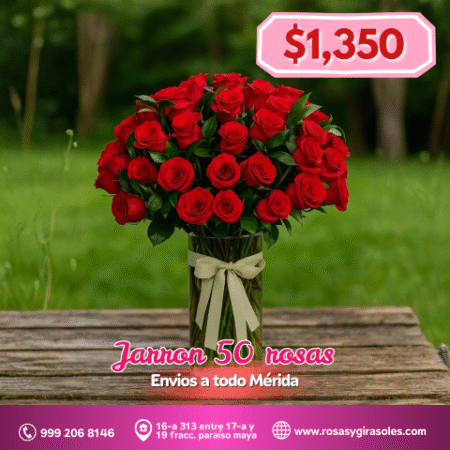 Jarrón 50 rosas