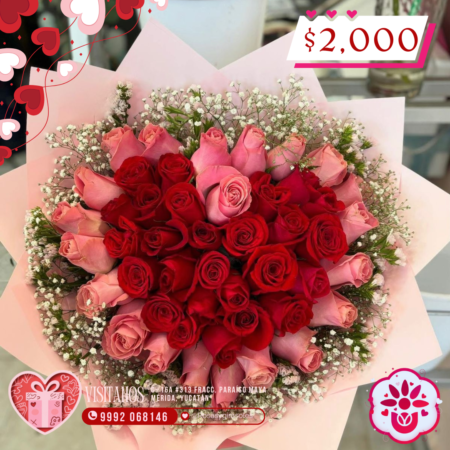 Rosas en Corazón Bicolor