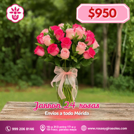 Jarrón 24 rosas